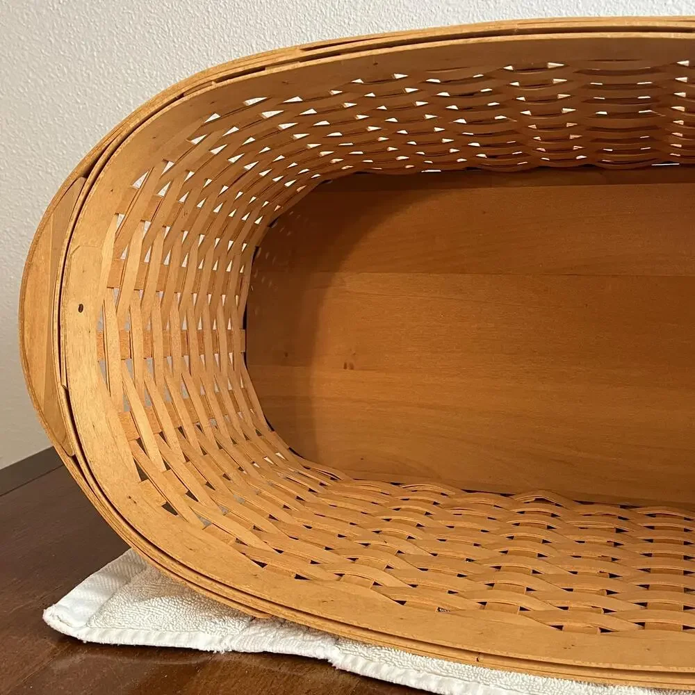 Longaberger Workload Basket Handwoven Storage Signed Wood Wicker USA Decor